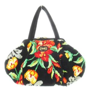 ハンドバッグ シュニール織り パイル ロゴ 花柄 ラメ 黒 ブラック 赤 レッド /CK19 GY18