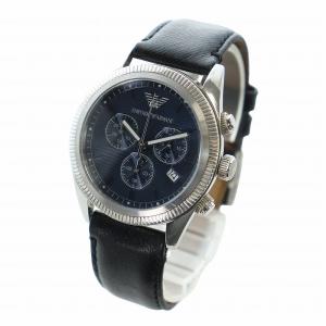 EMPORIO ARMANI 腕時計 ウォッチ クォーツ クロノグラフ カレンダー付き ラウンド シルバー色 黒 ブラック AR-5896