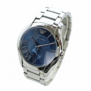 EMPORIO ARMANI 腕時計 ウォッチ クォーツ スモセコ 青文字盤 ロゴ ラウンド ローマン シルバー色 AR-11085