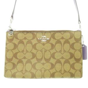 ショルダーバッグ ミニ PVC レザー シグネチャー ロゴ バイカラー 茶 ブラウン 紫 パープル F58328