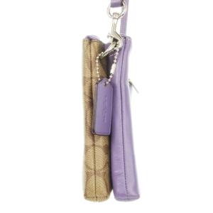 COACH ショルダーバッグ ミニ PVC レザー シグネチャー ロゴ バイカラー 茶 ブラウン 紫 パープル F58328