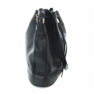 GUCCI ショルダーバッグ インターロッキング ロゴ 巾着型 ブラック