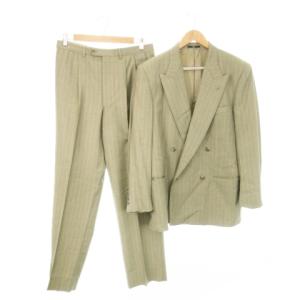 ダブルスーツ セットアップ 2点セット テーラードジャケット 総裏地 スラックス ストライプ 緑 グリーン