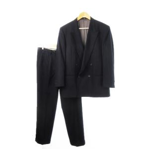ダブルスーツ セットアップ テーラードジャケット スラックス ウール ストライプ 紺 ネイビー /CK1