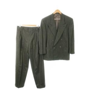 スーツ セットアップ 上下 テーラードジャケット ダブル 背抜き スラックス スリータック ウール グレー