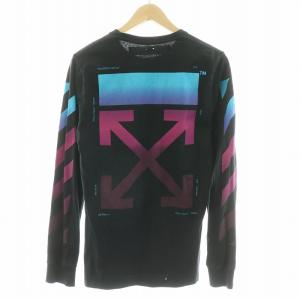 Off-White Tシャツ 長袖 ロンT グラデーションアロープリント バックプリント 袖プリント ロゴ XS 黒 ブラック