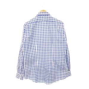 PAUL SMITH シャツ カッタウェイ 長袖 カフス裏花柄 ギンガムチェック コットン L 青 ブルー /AH13 GY18