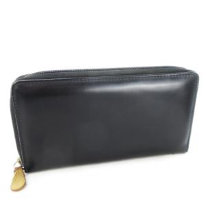 長財布 ロングウォレット 小銭入れあり ラウンドファスナー ブライドルレザー 本革 黒 ブラック 2051JR