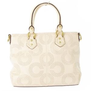 COACH ハンドバッグ 2way ショルダーバッグ レザー 革 パンチングレザー ロゴ オプアート ベージュ F23243