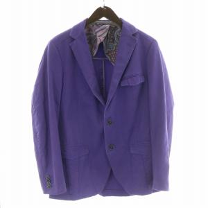 テーラードジャケット 2B 背抜き 裏地ペイズリー柄 52  パープル
