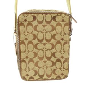 COACH ショルダーバッグ キャンバス レザー 革 シグネチャー ロゴチャーム 総柄 茶 ブラウン 4270 /MN8