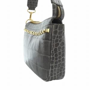 A.D.M.J. ハンドバッグ ワンショルダーバッグ スタッズ 型押しクロコレザー 革 タグ付き グレー /MW GY18