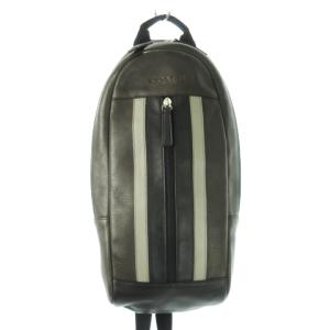 ボディバッグ ワンショルダー レザー 革 ロゴ ライン 切替 茶 ブラウン F71437 /CK6 GY18