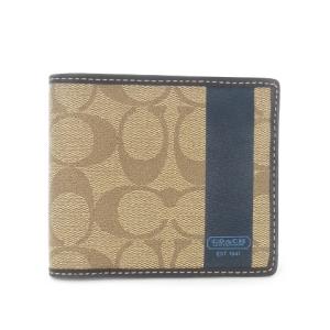 二つ折り財布 ウォレット 小銭入れなし PVC ロゴ シグネチャー 茶 ブラウン /AO6 GY18