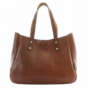 HERZ ウーマン トートバッグ ハンドバッグ レザー 牛革 ロゴ 茶 ブラウン /MW GY18