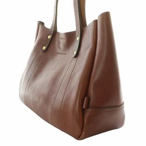 HERZ ウーマン トートバッグ ハンドバッグ レザー 牛革 ロゴ 茶 ブラウン /MW GY18