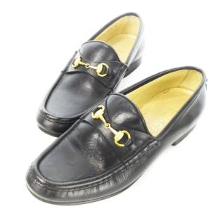 ローファー モカシン レザー 本革 ホースビット ゴールド金具 35.5 22.5cm 黒 ブラック /CK21
