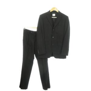 シングルスーツ セットアップ 3ピース テーラードジャケット 背抜き ベスト スラックスパンツ ストライプ