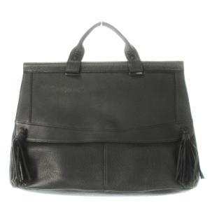 ハンドバッグ 2way ショルダーバッグ レザー シボ革 タッセル 黒 ブラック /CK8 GY18