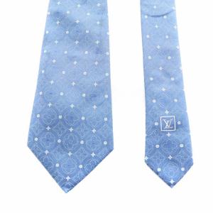 LOUIS VUITTON モノグラム レギュラータイ ネクタイ 総柄 ロゴ シルク 絹 青 ブルー /AN22 OH GY18 MT