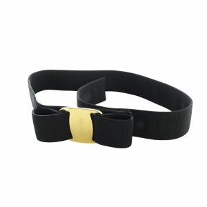 ベルト ヴァラ リボン ゴールド金具 ロゴ 黒 ブラック GY18 /MQ