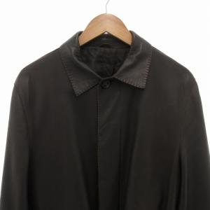 Ermenegildo Zegna レザーコート ベルト付き 46 ブラウン