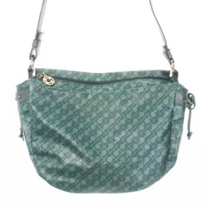 ショルダーバッグ ソフティ レザー リボン ロゴ 総柄 緑 グリーン /MN21 GY18