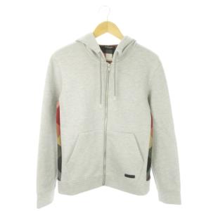 ジップアップパーカー 長袖 切替 チェック ロゴ M グレー /AO10 GY11