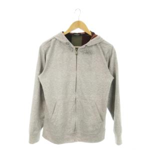 ジップアップパーカー 長袖 ロゴ 裏地チェック M グレー 51P63-163-04 /MN15 GY11