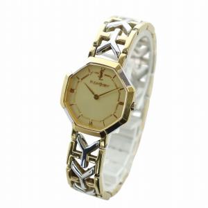 YVES SAINT LAURENT ジャンク品 オクタゴン 腕時計 ウォッチ クォーツ ローマン ロゴ ゴールド色 シルバー色 4620-E62143