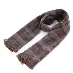 マフラー フリンジ ボーダー ブラウン