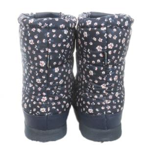 THE NORTH FACE ヌプシブーティー スノーブーツ ショートブーツ 中綿 防水 小花柄 ロゴ アウトドア 24cm 紺 ネイビー