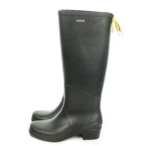 AIGLE 長靴 レインシューズ ロング ワンポイント ロゴ 36 23cm 黒 ブラック /AO5 GY18