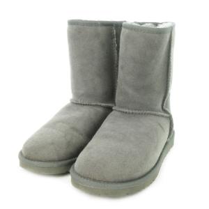 5825 クラシック ショート 2 ムートンブーツ ショートブーツ スエード ファー 23cm グレー
