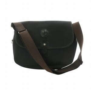 サファリ ショルダー バッグ 斜め掛け キャンバス レザー ロゴ 黒 ブラック GY18 /MQ