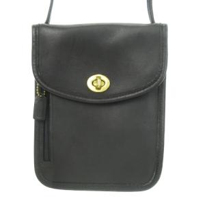 ヴィンテージ オールドコーチ ショルダーバッグ ポシェット レザー ロゴチャーム付き 黒 ブラック 6908