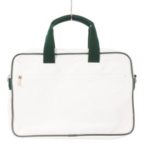 ブリーフケース ハンドバッグ レザー ロゴ型押し バイカラー 白 ホワイト 緑 グリーン /AH7 GY18