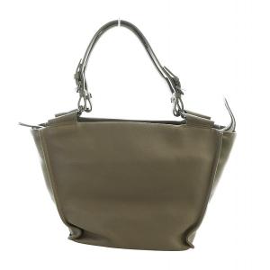 クラルテ デイリーフォールドトート ハンドバッグ ロゴ レザー グレー GY18 /MQ