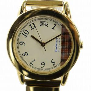 ジャンク品 腕時計 ウォッチ クォーツ 白文字盤 ロゴ ノバチェック ゴールド色 6031-L17688TA