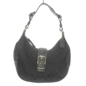 ワンショルダーバッグ ハンドバッグ ホーボーバッグ キャンバス レザー ベルト シグネチャー ロゴチャーム付き