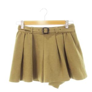 キュロット ショートパンツ タック ベルト ロゴ刺繍 36 S 茶 ブラウン /MN20 GY18