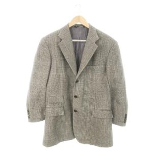 テーラードジャケット ツイード 総裏地 3ボタン ダブルベンツ ウール チェック AB6 グレー /MN12