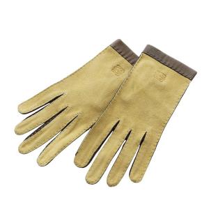 手袋 グローブ ロゴ スエード レザー アナグラム 茶 ブラウン GY18 /MQ OH