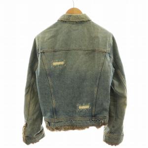 DOLCE&GABBANA デニムジャケット ダメージ加工 ラビットファー ライトブルー