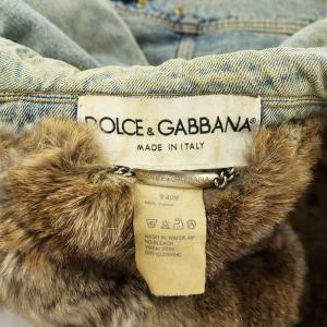 DOLCE&GABBANA デニムジャケット ダメージ加工 ラビットファー ライトブルー