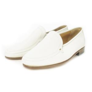 ビジネスシューズ スリッポン レザー ワンポイント ロゴ 9.5 27.5cm 白 ホワイト /AO1