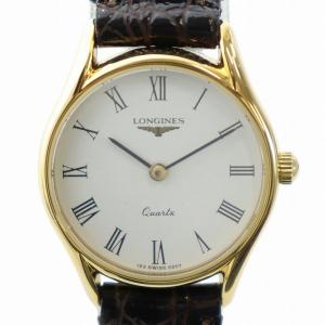 Longines 腕時計 クォーツ 白文字盤 ローマン ゴールド色 ブラウン 153 6997