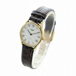 Longines 腕時計 クォーツ 白文字盤 ローマン ゴールド色 ブラウン 153 6997