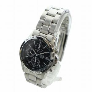 SEIKO 腕時計 ウォッチ クォーツ クロノグラフ カレンダー付き ロゴ 黒文字盤 ロゴ シルバー色 7T92-0DW0