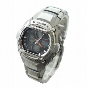 CASIO G-SHOCK 腕時計 ウォッチ クォーツ アナデジ カレンダー付き 黒文字盤 ロゴ シルバー色 G-5010 GY18
